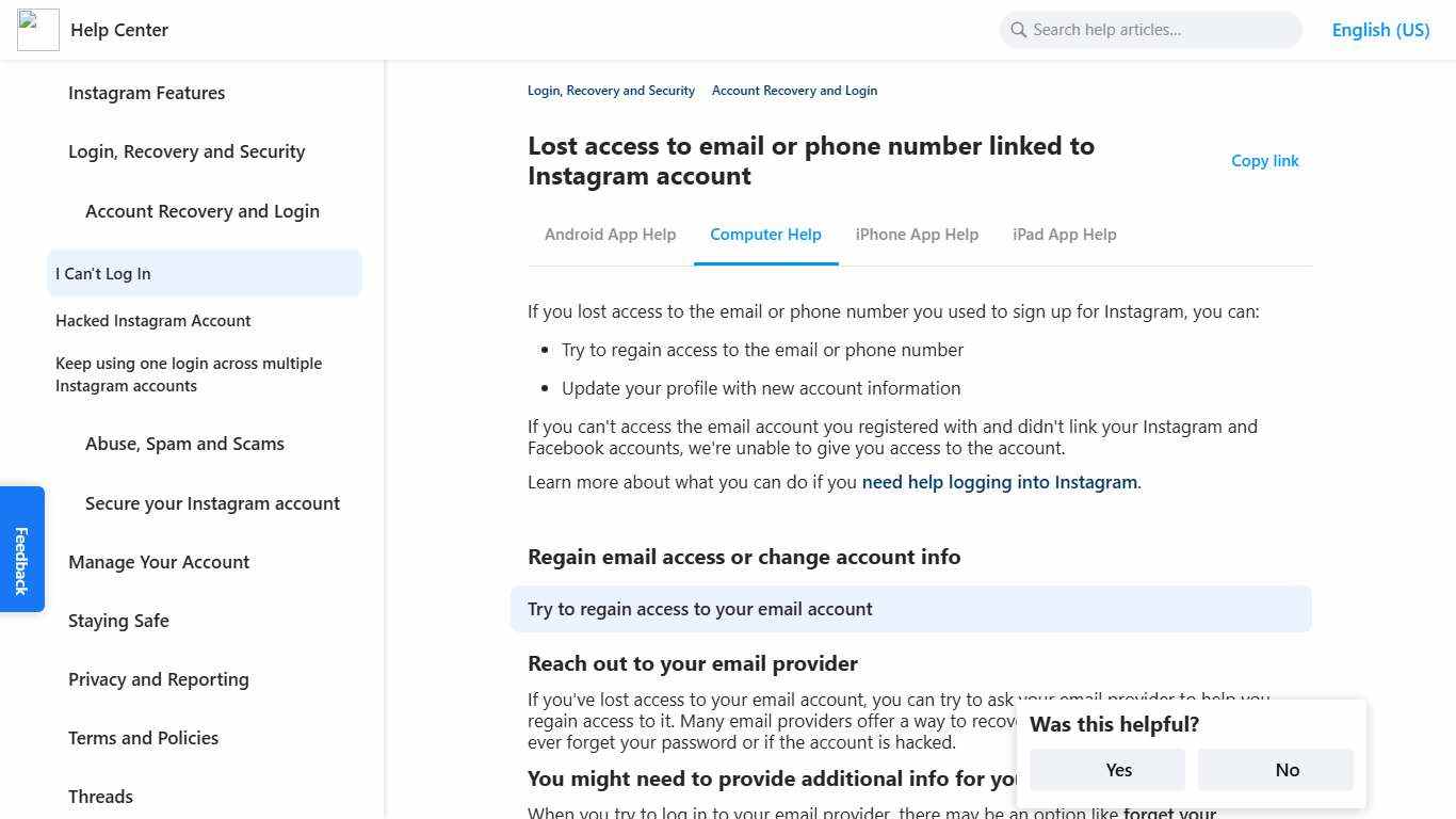 Lost access to email or phone number linked to Instagram account Instagram Help Center